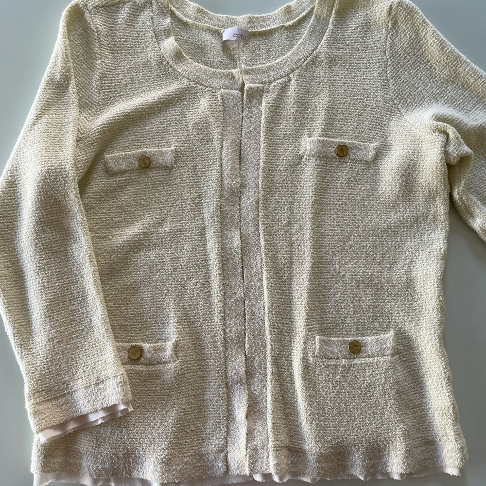 Ecru Boucle Sweater Jacket